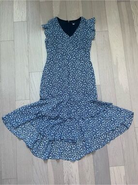 Tommy Hilfiger Navy Blue Floral Maxi Dress Size 10